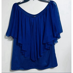 Cocomo Y2K Off Shoulder Royal Blue Peasant‎ Romantic Whimsical Fairy Blouse 1X
